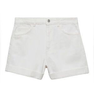100% Cotton White Denim Mom Jean Shorts